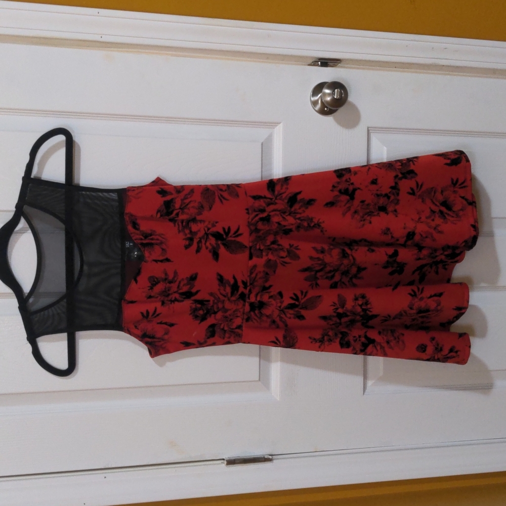 Women's red floral dress
